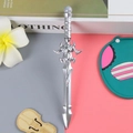 Silver vintage sword-shaped neutral pen with top pearl inlay and spiked hilt design - Bead Sword - Silver / 0.5mm