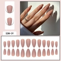 Matte nude pink almond-shaped press-on nails set with 24 pieces for a natural manicure - Matte Nude Pink (SDM-09)