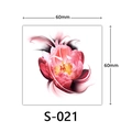 Pink flower 3D tattoo sticker with heart lines, size 60x60mm, model S-021 - Pink Flower Abstract Line Style (S-021)