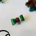 Fermaglio per capelli a fiocco trasparente fatto a mano in verde scuro e rosso - 3.3cm / Verde Trasparente