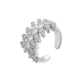 Macro shot of silver-tone open ring featuring dense pavé setting with sparkling cubic zirconia - VJ667 White Gold