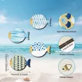 Decoración de pared de peces de madera con motivos náuticos y detalles de medidas - Juego de 4 Peces de Madera Estilo B (Y24Y50805_Q)
