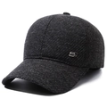 Dunkelgraue strukturierte Winter-Baseballkappe mit Plüschfutter und S-Metallsymbol - Metall S-Logo Grau / Grau