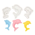 Set van 3 dolfijn siliconen mallen in verschillende maten voor taartdecoratie - Grijs Groot Medium Klein 3-Delige Set