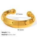 Minimalist wide open cuff bracelet in polished gold finish made of stainless steel - SZ187G Gold 18.5mm Wide Bangle