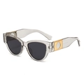 Oval cat-eye sunglasses in transparent grey with gold accents and dark grey lenses - Transparent Grey Frame Grey Lens