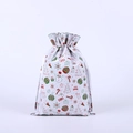 Close-up of Christmas drawstring gift bag with festive snowman and tree patterns - 42*29 White Pattern