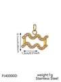 Golden stainless steel Aquarius wave charm with micro-pave zircons for DIY jewelry - Gold Aquarius (Inlaid)
