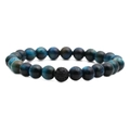 Armband aus blauen Tigeraugen- und Lavasteinperlen für Herren auf weißem Grund - 8mm Tigerauge & Lavastein