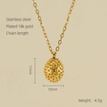 Collana ovale in acciaio inossidabile placcato oro 18k con superficie testurizzata - Placcato Oro 18K / Collana con Sfera Texturizzata (ZX894)