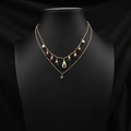 Double-layer gold necklace with colorful gemstones, white pearls, and a cross pendant - Detachable Layered Colorful Cross Necklace