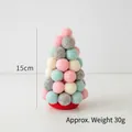 Mini árbol de Navidad con bolas de fieltro de lana de colores y base roja, altura 15cm - Árbol de Color Claro de 15cm