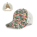 Western style ponytail baseball cap with cactus sunflower print and mesh back - Sunflower Cactus Cow Print Mix (5#)