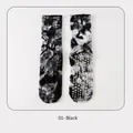 Calze da yoga tie-dye nere con puntini antiscivolo in silicone e morbido cotone mix - 37-41 / Nero