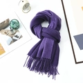 Thick purple imitation cashmere scarf with tassels on white decorative tabletop - 200*68CM / Purple