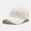 Distressed cream baseball cap featuring 3D BLACK embroidery and ripped brim detail - Off White