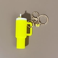 Yellow mini tumbler keychain with butterfly pendant and gold hardware finish - Neon Yellow