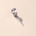 Silver stainless steel huggie hoop earring with a sleek punk style cone pendant charm - Triangle Cone