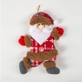 Ornamento natalizio di Babbo Natale in peluche con motivo scozzese rosso e fiocco di neve - Babbo Natale Stile A