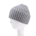 Detail of grey knitted beanie showing ribbed texture and wide fold-over cuff on head form - One Size (54-60cm) / Light Gray