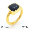 Titanium stalen ring met vierkante zwarte zirkoon inleg in luxe gouden afwerking - US 6 / Goud Zwart