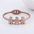 Brazalete de oro rosa con tres figuras y circonitas con un acabado pulido elegante - Estilo de Tres Figuras (KB96141-K) / Oro rosa