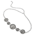 Silver vintage metal waist chain belt featuring bohemian crescent moon engraved charms - Moon Pendant Style / Antique Silver