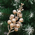 Glitzernde goldene künstliche Beeren für Weihnachtsbaumschmuck und DIY Floristik - 15 Köpfe Mit Draht / Champagner Mit Schnee