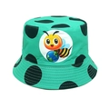 Dettaglio cappello alla pescatora verde a pois con motivo ape cartone animato - Circonferenza della testa 52cm-54cm / Verde