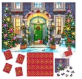 Christmas Advent Calendar jigsaw puzzle with 24 numbered boxes featuring holiday landscape - Entrance Landscape Christmas Jigsaw Style (1008PCS)