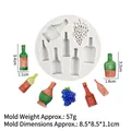 DIY silicone mold for mini wine bottles and grapes decor, dimensions 8.5x8.5x1.1cm - Gray