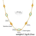 Detail view of Czech glass necklace with 40+5cm length and size specifications - Gold Blue