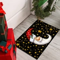 Christmas moon face rug with stars on black background, placed on light wooden floor - 40*60cm / Black Christmas-3