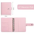 Pink A7 macaron leather 6-ring binder cover with card slots and snap button closure - A7 Macaron Pink Shell