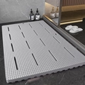 Grey EVA foam non-slip bathroom mat with drainage holes and textured massage surface - Gray / 85*60cm