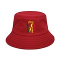 Detail of red cotton canvas bucket hat featuring colorful One Love printed typography - M (56-58cm) / Red