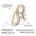 Detail view of irregular geometric ring with dimensions, weight, and waterproof features - Two-tone Irregular Wave Style (YYR025229-M) / Mixed Gold and Silver (YYR025229-M)