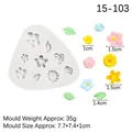 White silicone flower mold for fondant featuring daisy and rose designs with petal details - 1# (15-103) / Gray