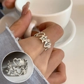 Silver S925 sterling silver open ring with hollow heart and smiling star design - Heart Star Smiley Face(JZ7129)