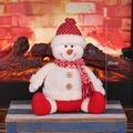 30cm Christmas snowman plush doll wearing red knit hat and sweater for holiday decor - Snowman Doll (YF201810B)