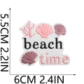 Detail of beach time shell embroidery patch with pink coral and measurement scales - Beach Time Shell Style (16)