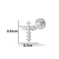 Silver G23 titanium labret stud featuring a zircon-inlaid cross with wing details - Cross Style (T2511-7#) / Silver