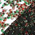 6x8mm tulip petal glass beads with red and green stripes for DIY jewelry making - Rose Red Green