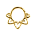 Gold stainless steel clicker ring featuring intricate lotus petal mandala design - 1.2x8mm / Style 1-Gold