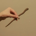 Minimalist sandalwood hair pin with dark natural wood in a wave-shaped design - Wave Wooden Stick / Green Wood