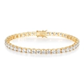 Classic gold-plated tennis bracelet featuring brilliant round-cut cubic zirconia stones - 6mm Gold 6.5 Inch