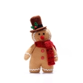Stehende Lebkuchen-Plüschfigur mit Zylinder und rotem Schal als Weihnachtsgeschenk - Lebkuchenmann mit Schal