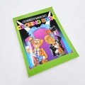 Detail of Comedy & Magic coloring book cover featuring a colorful clown and magician - Mini A6 Cartoon Magic Book / Green (Mini A6)