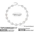 Silver stainless steel chain necklace with abstract face links and dimension labels - Steel Color Necklace 42.5+5cm