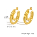 Detail view of 18K gold C-shaped hoop earrings with size specifications and weight - 31mm x 4mm